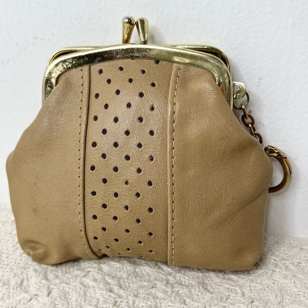Vintage Roger Gimbel Leather Kisslock Coin Purse Key Fob Bag Charm